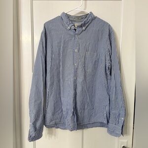 J. Crew Navy and White Striped Button Down Shirt